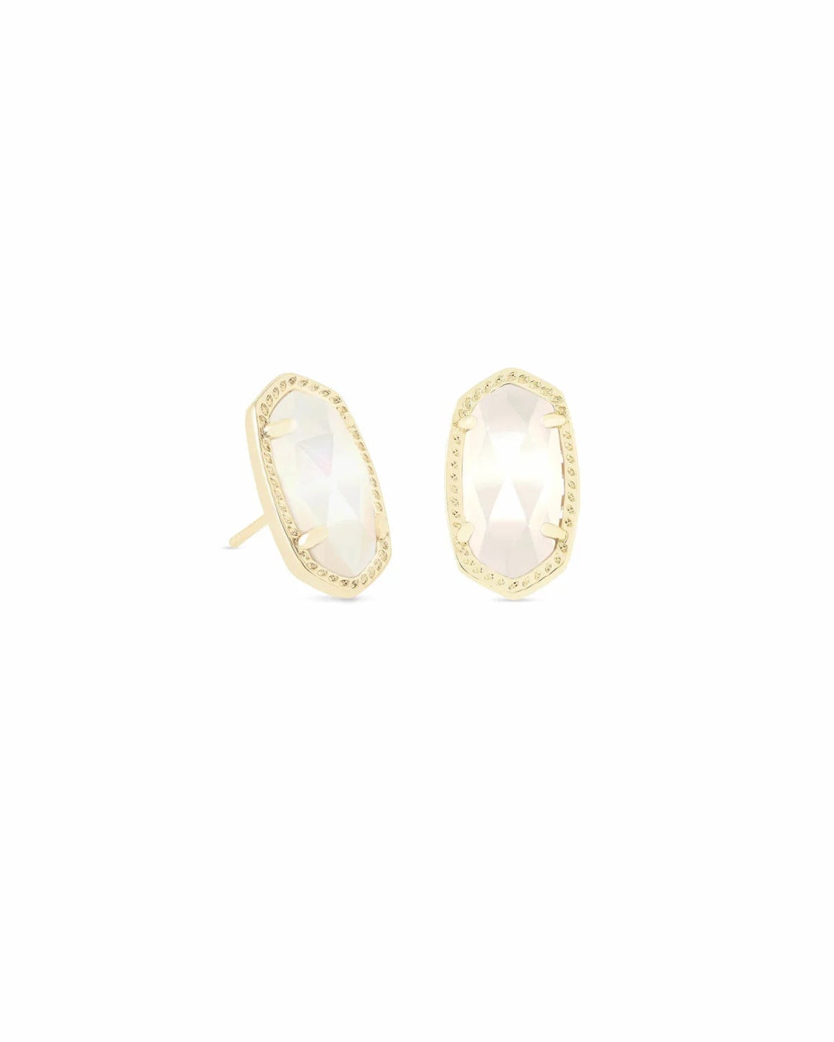 Ellie Gold Stud Earrings - Ivory Mother-of-Pearl