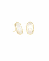 Ellie Gold Stud Earrings - Ivory Mother-of-Pearl