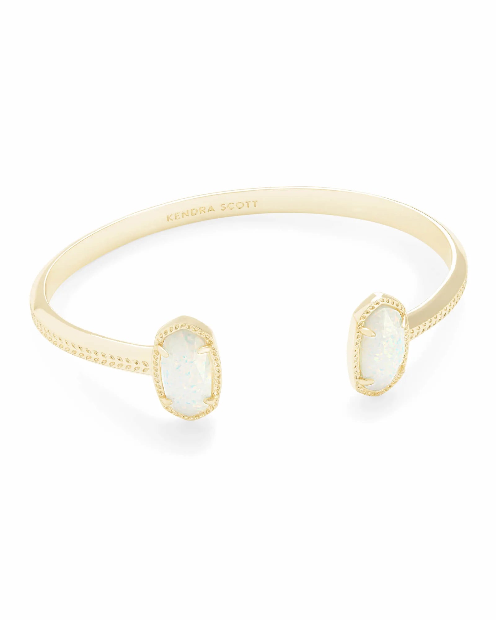 Elton Gold Cuff Bracelet - White Opal