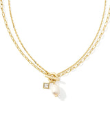 Eve Gold Pearl Multi Chain Necklace - White Pearl