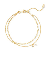 Eve Gold Pearl Multi Strand Bracelet - White Pearl