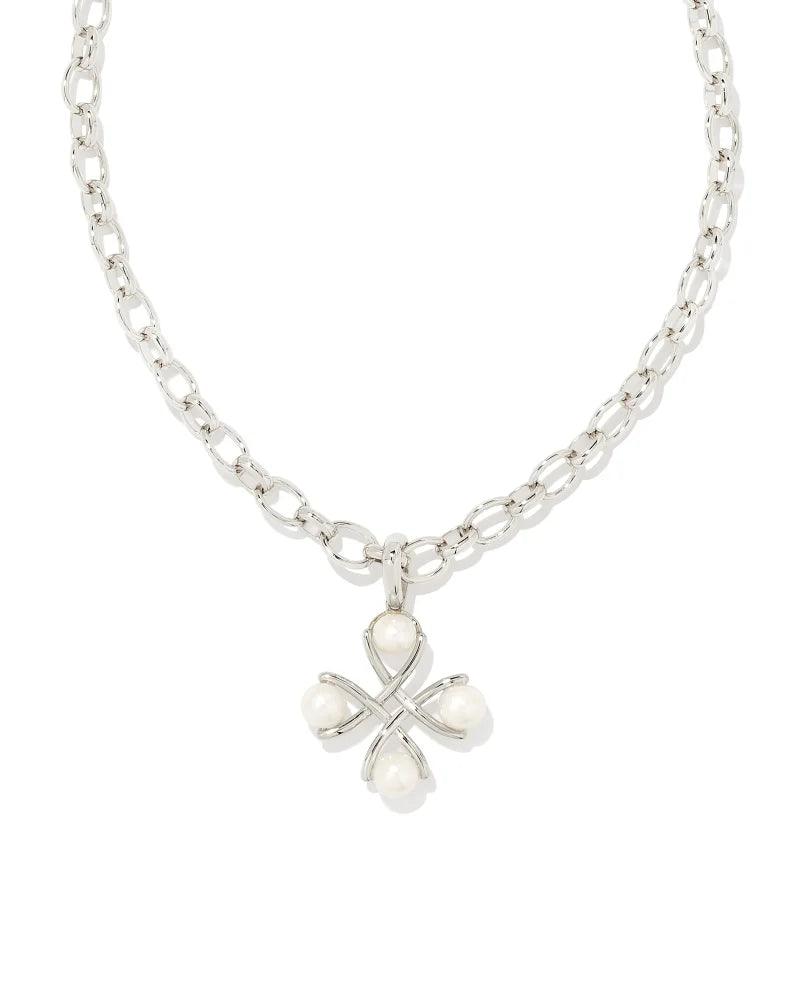Everleigh Rhodium Pearl Pendant Necklace