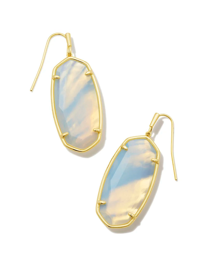 Elle Faceted Gold Drop Earrings - Opalite Illusion