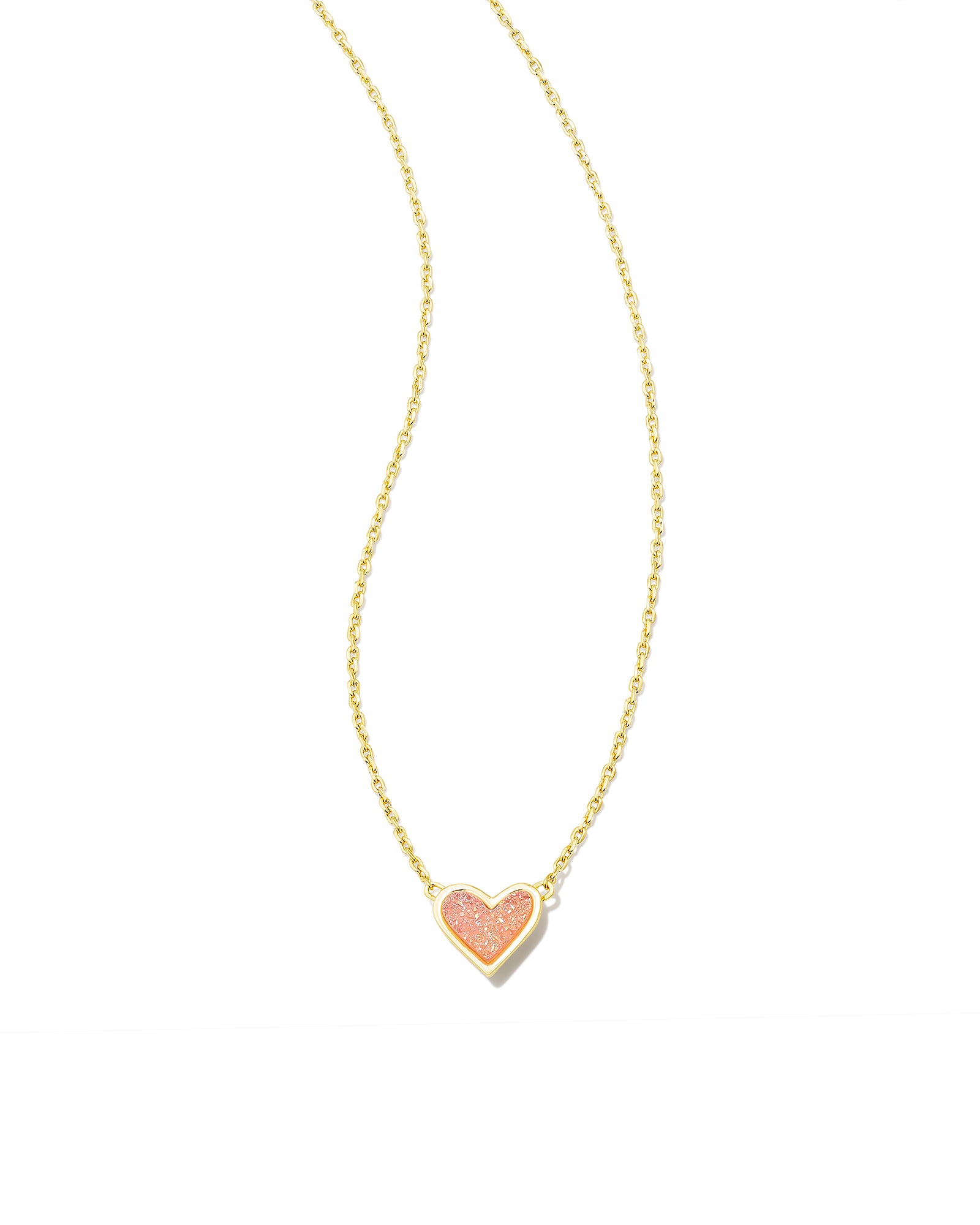 Framed Ari Heart Pendant Necklace - Light Pink Drusy