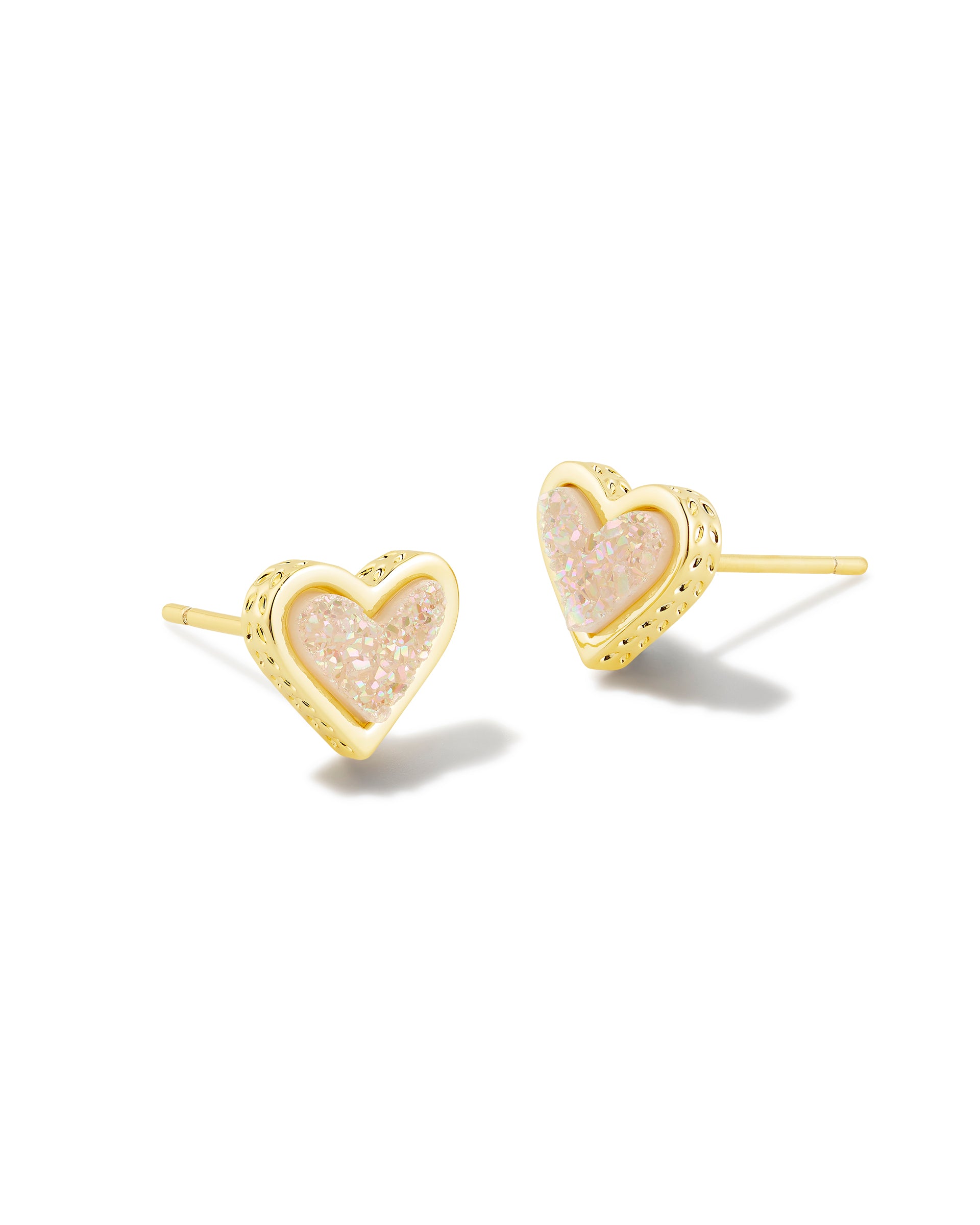 Framed Ari Heart Stud Earrings - Iridescent Drusy