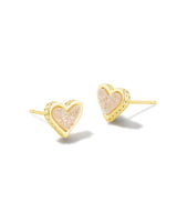 Framed Ari Heart Stud Earrings - Iridescent Drusy