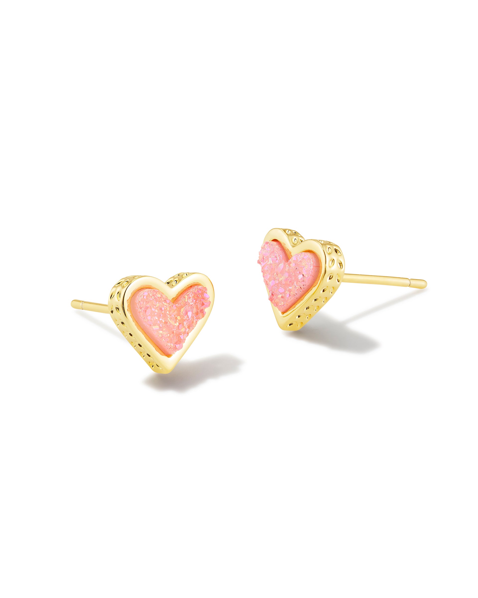 Framed Ari Heart Stud Earrings - Light Pink Illusion