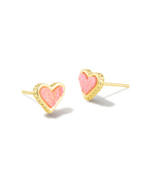 Framed Ari Heart Stud Earrings - Light Pink Illusion