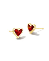 Framed Ari Heart Stud Earrings - Red Opalescent