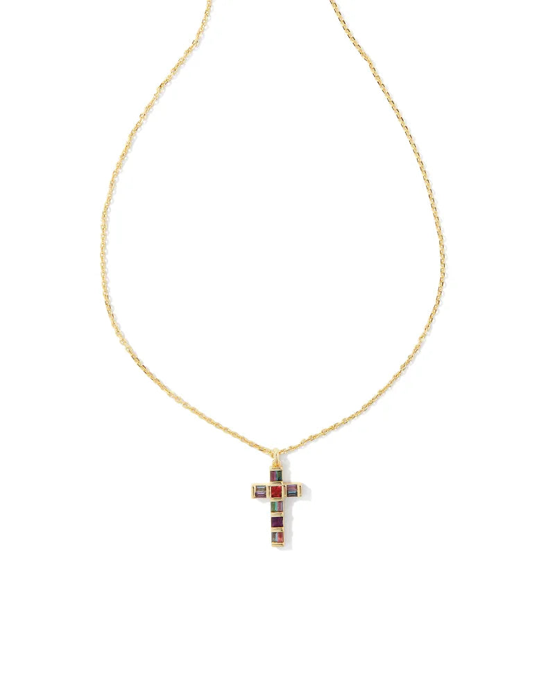 Gracie Gold Cross Pendant Necklace - Multi Crystal
