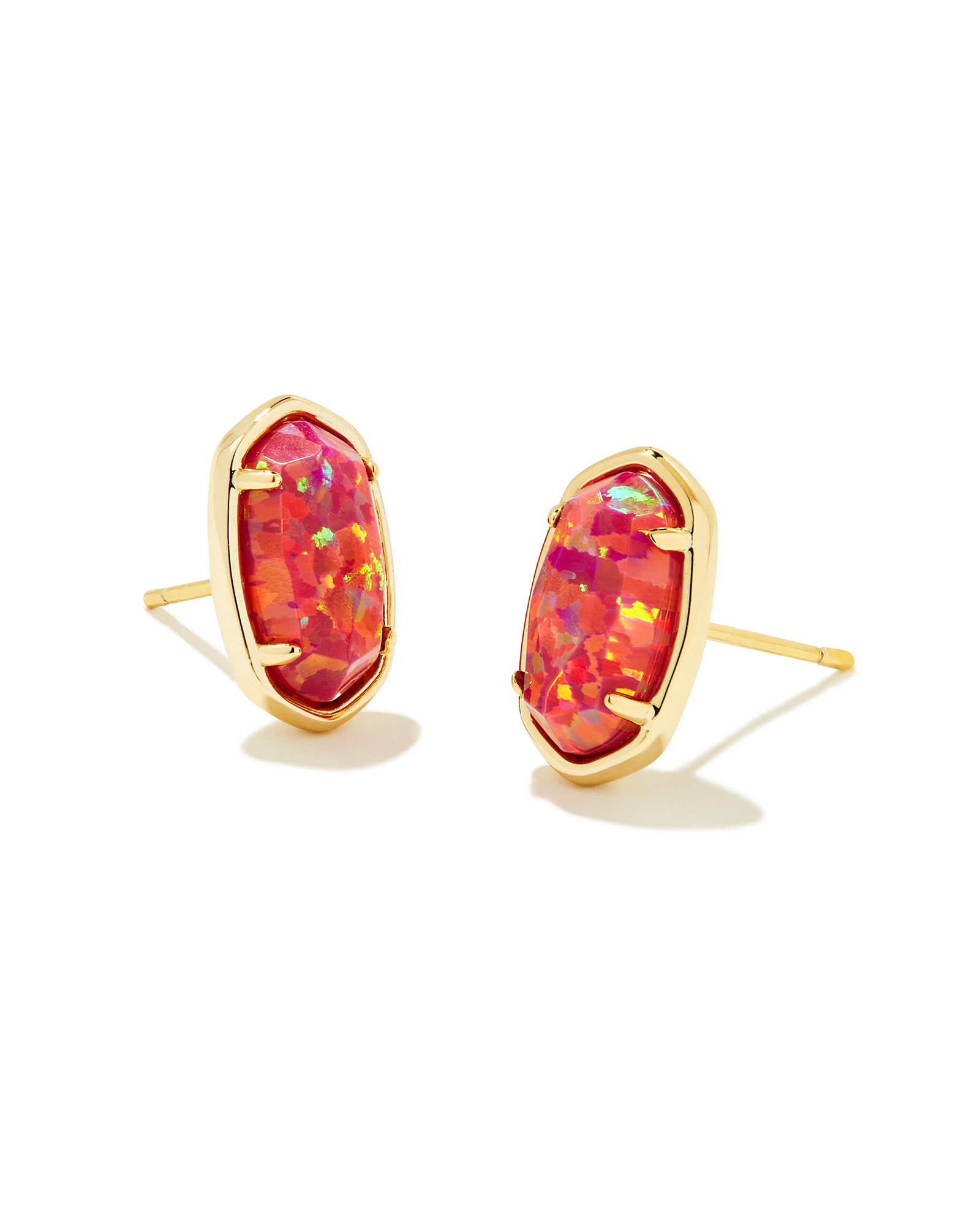 Grayson Stone Gold Stud Earrings - Berry Opal