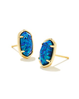 Grayson Stone Gold Stud Earrings - Cobalt Blue Opal