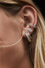 Grayson Rhodium Stud Earrings-White Crystal