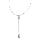 Grayson Rhodium Y Necklace - White Crystal