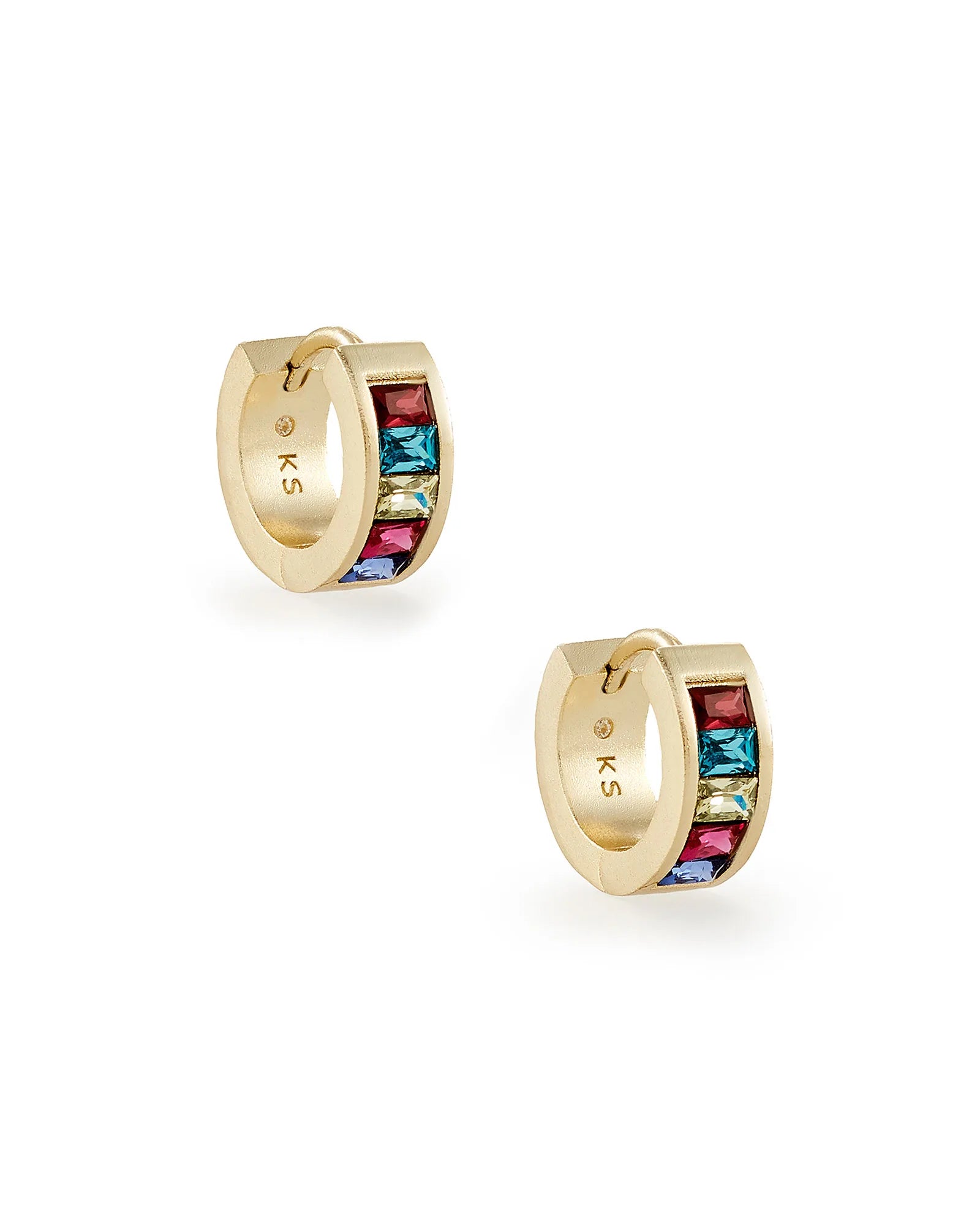 Jack Gold Huggie Earrings - Jewel Tone Mix
