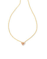 Katy Heart Gold Short Pendant Necklace - Pink Glass