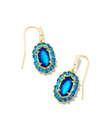 Lee Gold Crystal Frame Drop Earrings - Sea Blue Illusion