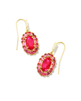 Lee Gold Crystal Frame Drop Earrings - Raspberry Illusion