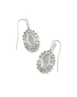 Lee Rhodium Crystal Frame Drop Earrings - Ivory Mother-of-Pearl