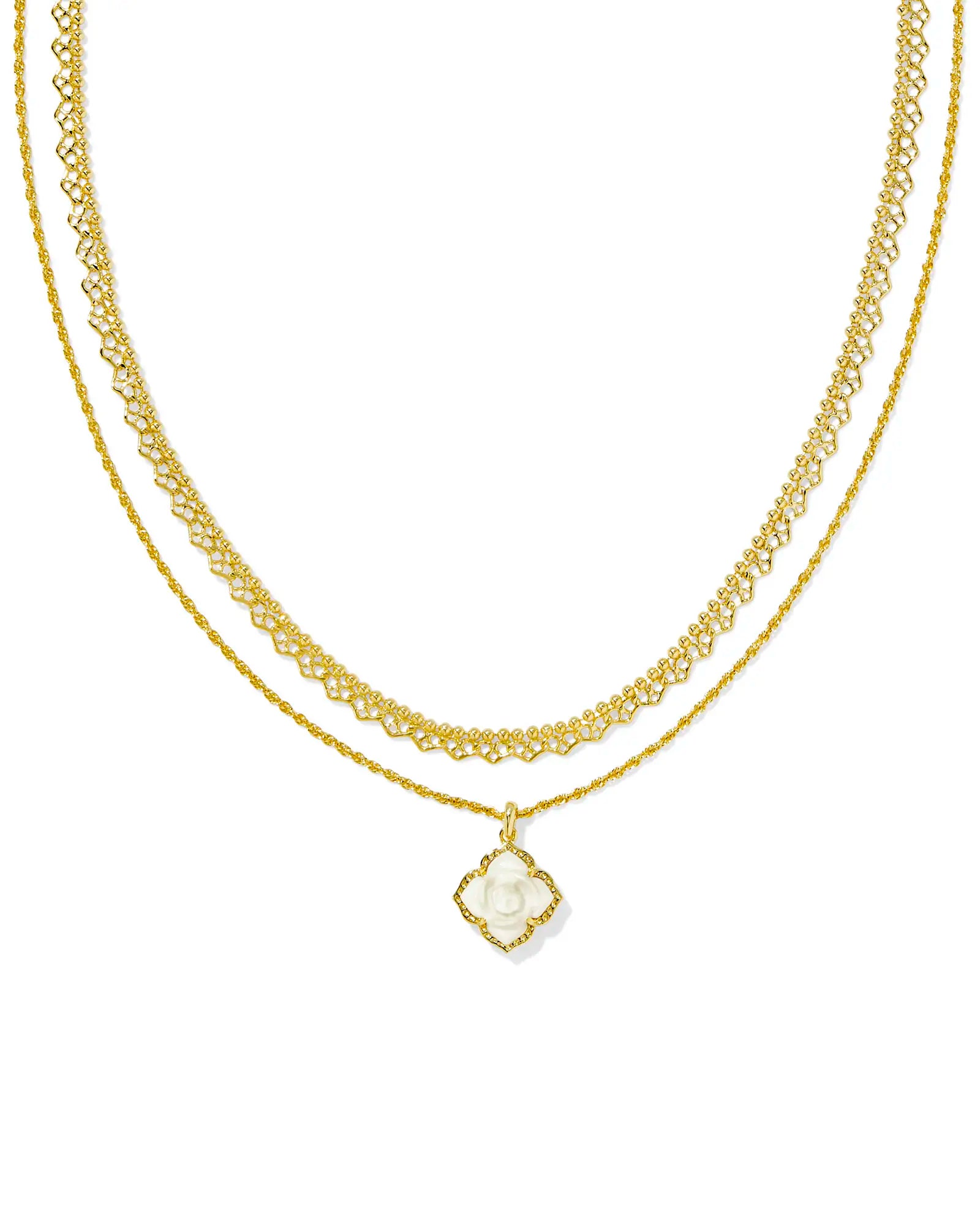 Mallory Rose Gold Multi Strand Necklace - Ivory
