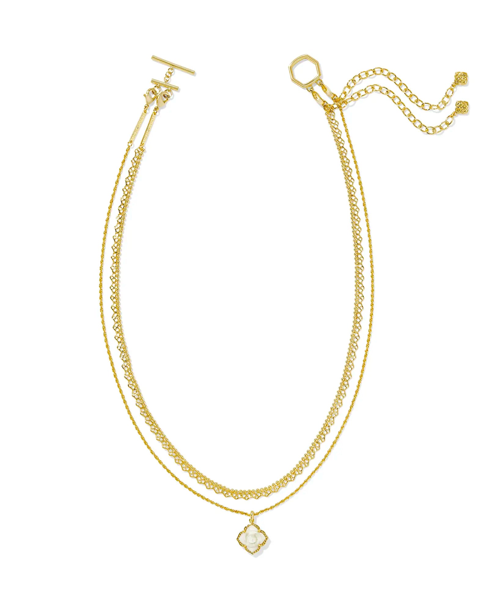 Mallory Rose Gold Multi Strand Necklace - Ivory
