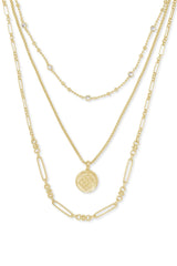 Medallion Coin Gold Triple Strand Necklace