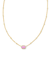 Mini Elisa Satellite Gold Pendant Necklace - Fuchsia Magnesite
