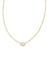 Mini Elisa Satellite Gold Pendant Necklace - Ivory Mother-of-Pearl