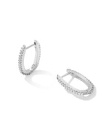 Murphy Rhodium Pave Huggie Earrings-White Crystal