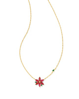 Poinsettia Gold Short Pendant Necklace