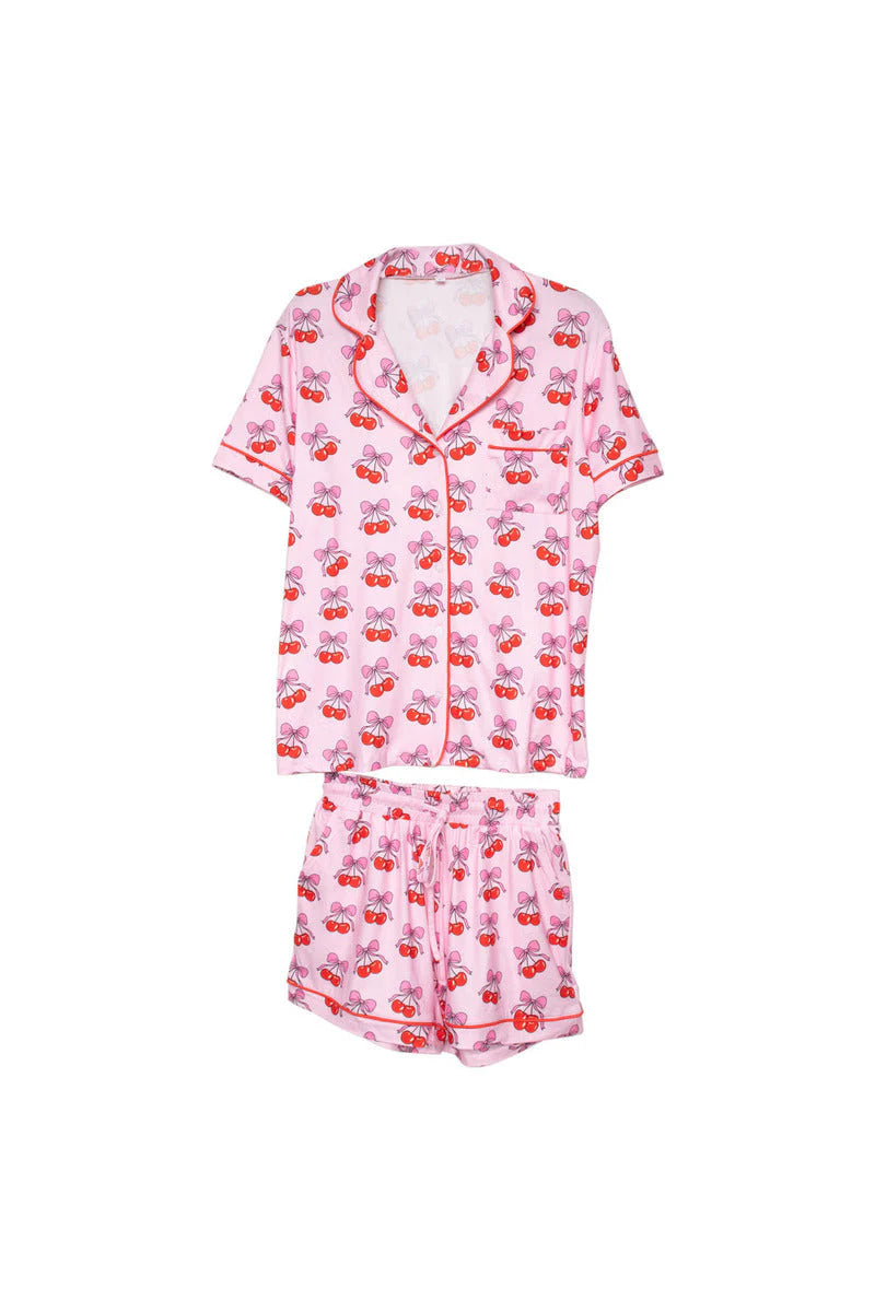 Cherry Bow Cotton Pajamas Set