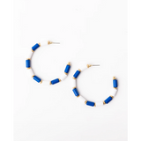 Cara Medium Blue & White Hoop Earrings