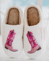 Pink Sequin Kicking Boots Slippers
