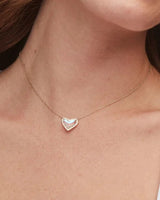 Ari Heart Gold Short Pendant Necklace-Dichroic Glass