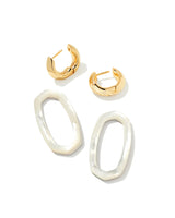 Danielle Gold Convertible Link Earrings-Ivory Mother-of-Pearl