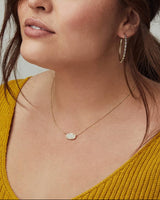 Elisa Gold Necklace - Rose Gold Iridescent Drusy