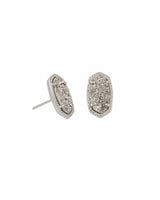 Ellie Rhodium Stud Earrings - Platinum Drusy