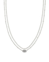 Emilie Rhodium Multi Strand Necklace-Platinum Drusy