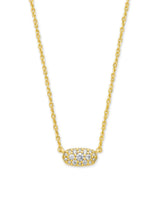 Grayson Gold Pendant Necklace-White Crystal