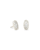 Grayson Rhodium Stud Earrings-White Crystal