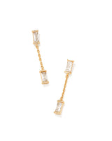 Juliette Gold Drop Earrings-White Crystal