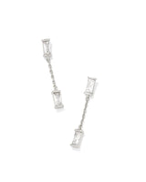 Juliette Rhodium Drop Earrings-White Crystal