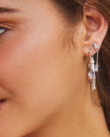 Juliette Rhodium Drop Earrings-White Crystal
