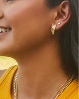 Livy Gold Huggie Earrings-White Crystal