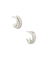 Livy Rhodium Huggie Earrings-White Crystal