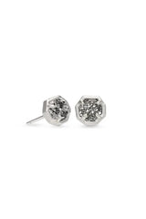 Nola Silver Stud Earrings-Platinum Drusy