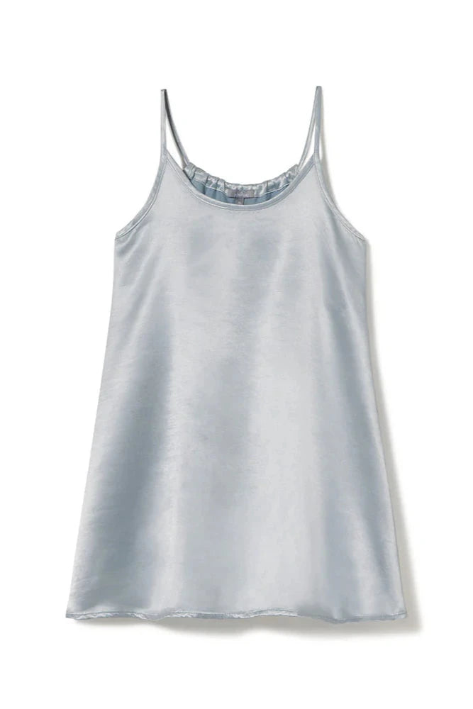 Anne Satin Spaghetti Tank-Morning Blue