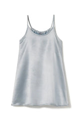 Anne Satin Spaghetti Tank-Morning Blue