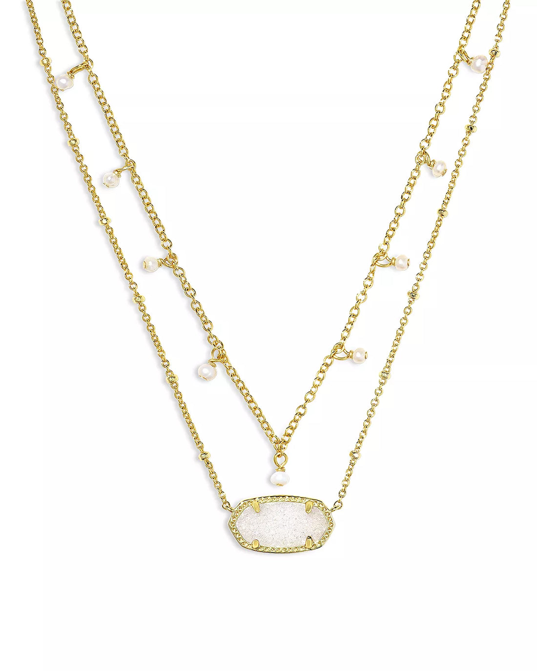 Elisa Pearl MST Necklace - Gold Iridescent Drusy