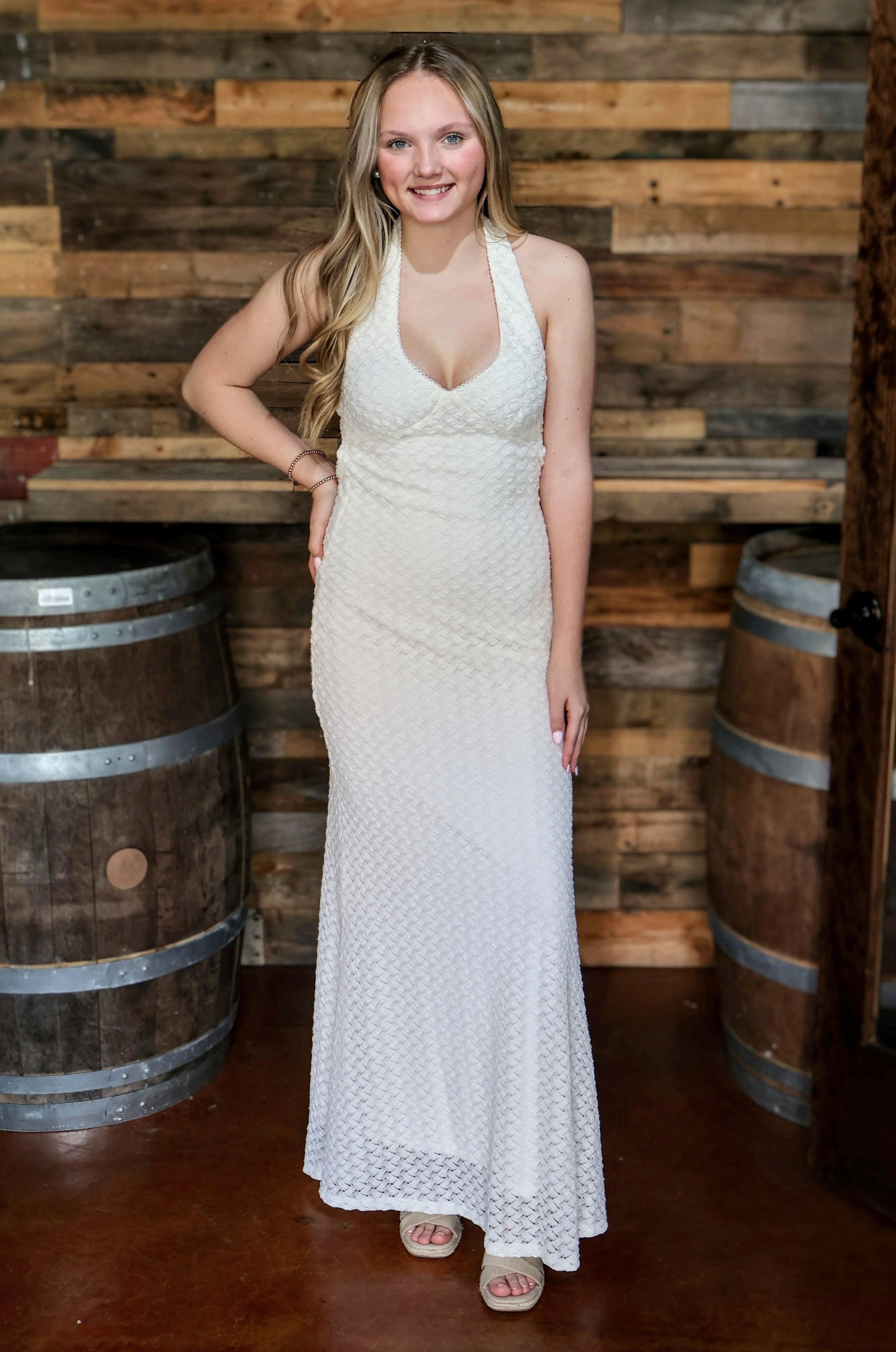 Pluma V-Neck Halter Maxi Dress